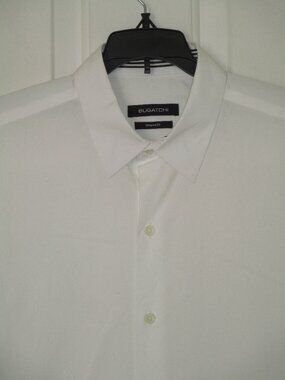 Bugatchi Mens L/S White Cotton Dress Shirt NWOT - 15.5/34 or Medium Shaped Fit